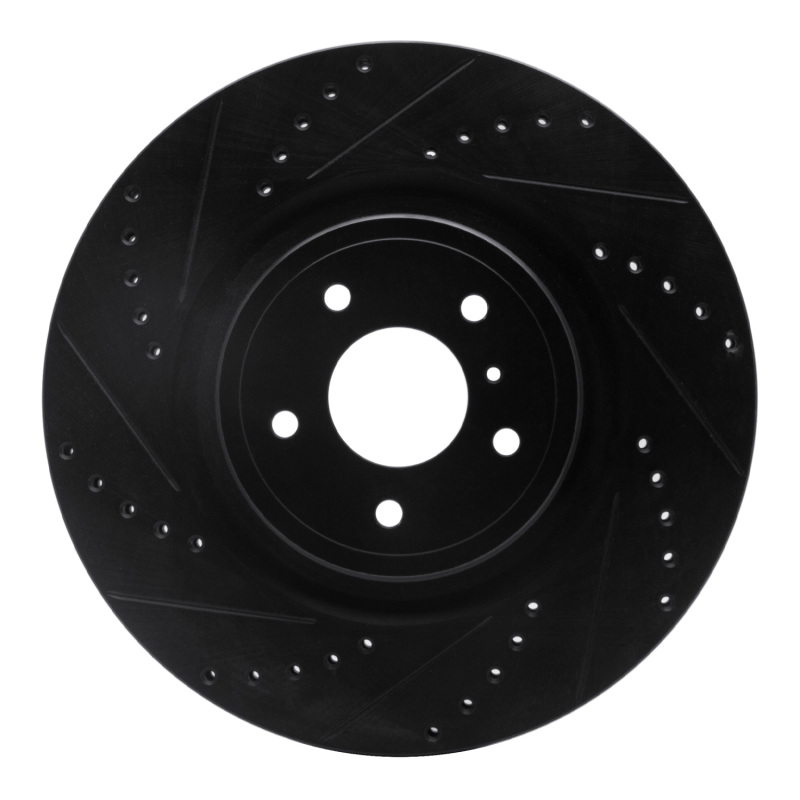 Infiniti QX70 Brake Rotor (1) - Front Left - R1 Concepts - Drilled & Slotted - Black - `08-`25